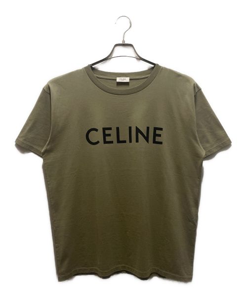 CELINE（セリーヌ）CELINE (セリーヌ) コットン ジャージー ルーズ Tシャツ  カーキ サイズ:Mの古着・服飾アイテム