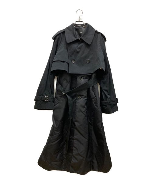 08sircus（ゼロエイトサーカス）08sircus (ゼロエイトサーカス) Nylon twill trench layered padded coat　S23AW-OT05 ブラックの古着・服飾アイテム