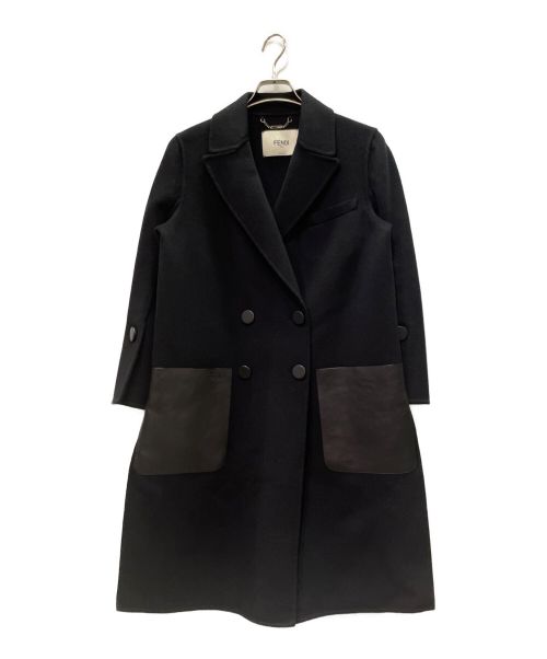 FENDI（フェンディ）FENDI (フェンディ) レザーポケットブレストコート ブラック サイズ:38の古着・服飾アイテム