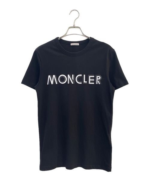 MONCLER（モンクレール）MONCLER (モンクレール) ロゴプリントTシャツ ブラック×ホワイト サイズ:XSの古着・服飾アイテム