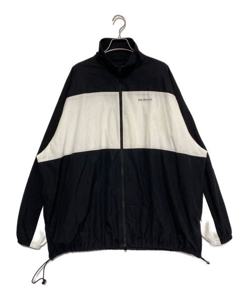 BALENCIAGA（バレンシアガ）BALENCIAGA (バレンシアガ) ロゴプリントトラックジャケット ブラック×ホワイト サイズ:44の古着・服飾アイテム