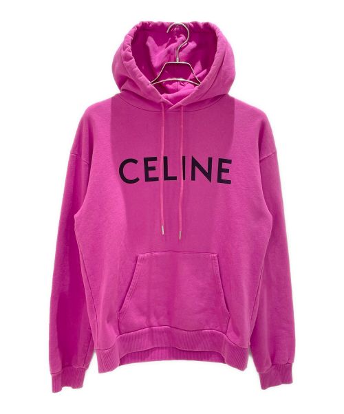 CELINE（セリーヌ）CELINE (セリーヌ) ロゴ スウェット プルオーバーパーカー パープル サイズ:Sの古着・服飾アイテム