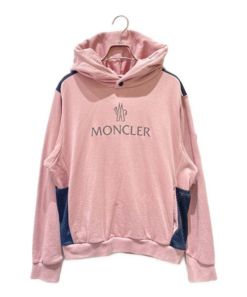 MONCLER（モンクレール）MONCLER (モンクレール) Logo-Print Panelled Hoodie ピンク サイズ:Sの古着・服飾アイテム