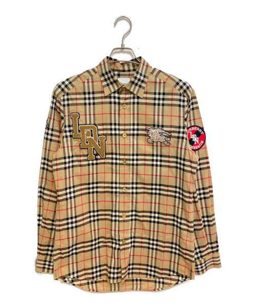 BURBERRY（バーバリー）BURBERRY (バーバリー) ロゴワッペンドレスシャツ ブラウン サイズ:Sの古着・服飾アイテム