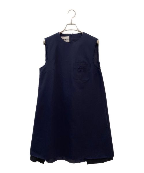 MIU MIU（ミュウミュウ）MIU MIU (ミュウミュウ) Chino mini-dress ネイビー サイズ:40の古着・服飾アイテム