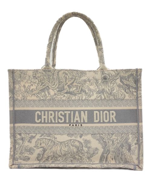 Christian Dior（クリスチャン ディオール）Christian Dior (クリスチャン ディオール) ブックトート ミディアムバッグ グレー×ホワイト サイズ:Mの古着・服飾アイテム