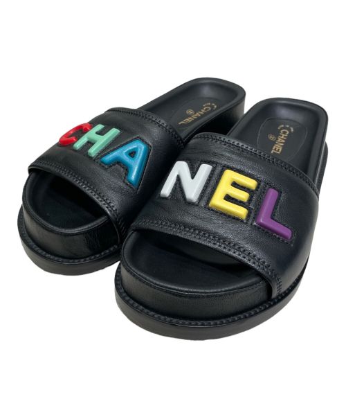 CHANEL（シャネル）CHANEL (シャネル) CHANEL Logo Sandal ブラック サイズ:36の古着・服飾アイテム