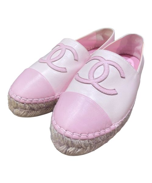 CHANEL（シャネル）CHANEL (シャネル) Coco Mark Espadrille Shoes ピンク サイズ:37の古着・服飾アイテム