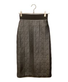 中古・古着通販】FENDI (フェンディ) ズッカ柄レザースカート ブラック 