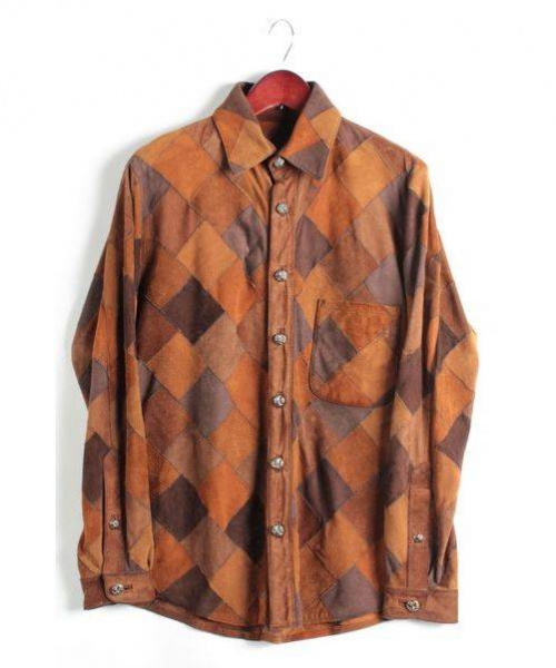 CHROME HEARTS（クロムハーツ）CHROME HEARTS(クロムハーツ) パッチワークデザインシャツ ブラウン サイズMの古着・服飾アイテム