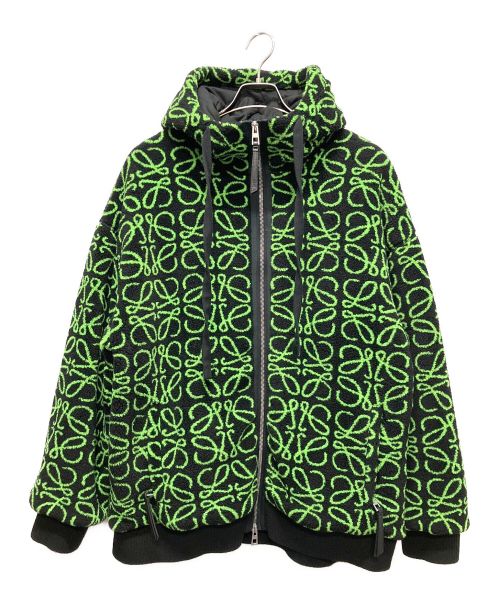 LOEWE（ロエベ）LOEWE (ロエベ) アナグラムフリースジャケット ブラック×グリーン サイズ:Mの古着・服飾アイテム