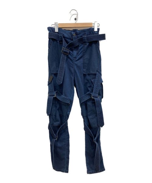 DIESEL（ディーゼル）DIESEL (ディーゼル) ベルトデザインボンテージパンツ インディゴ サイズ:W23の古着・服飾アイテム