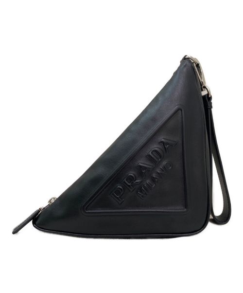 PRADA（プラダ）PRADA (プラダ) Leather Prada Triangle pouch ブラック サイズ:-の古着・服飾アイテム