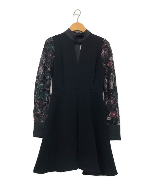 Mame Kurogouchi（マメクロゴウチ）Mame Kurogouchi (マメクロゴウチ) Floral Cut Jacquard Sleeves A-Line Dress ブラック サイズ:1の古着・服飾アイテム