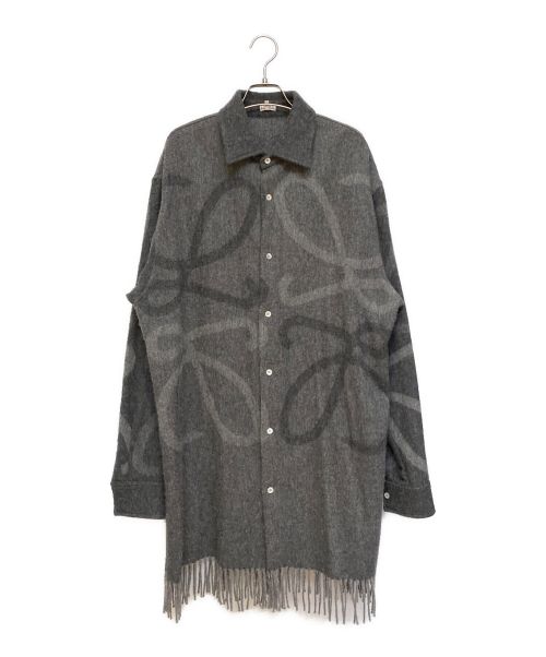 LOEWE（ロエベ）LOEWE (ロエベ) ウールフリンジシャツ グレー サイズ:Mの古着・服飾アイテム