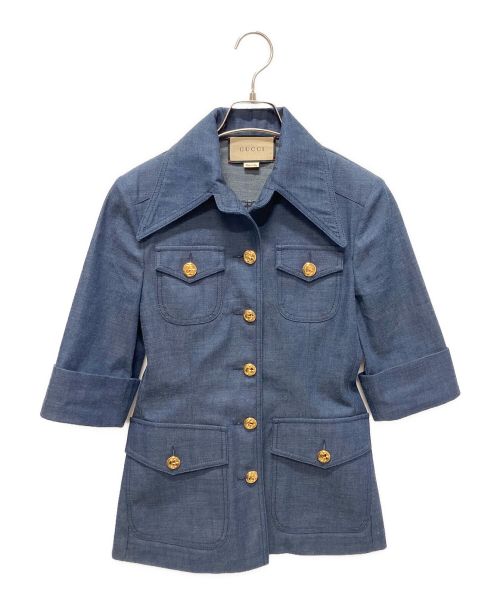 GUCCI（グッチ）GUCCI (グッチ) デニムシャツジャケット ネイビー サイズ:36の古着・服飾アイテム