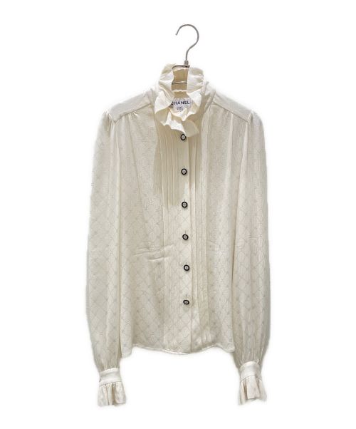 CHANEL（シャネル）CHANEL (シャネル) Coco Button Silk Blouse ホワイト サイズ:34の古着・服飾アイテム