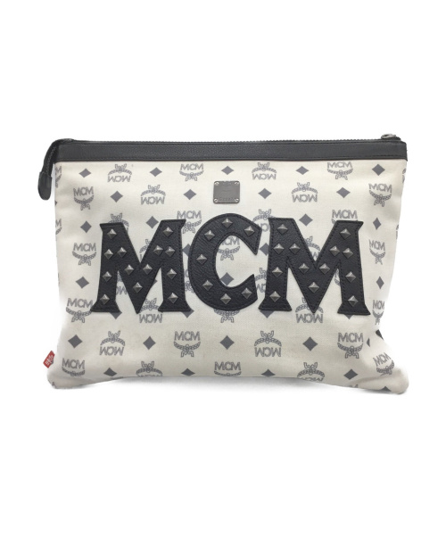中古 古着通販 Mcm Ekocycle エムシーエム エコサイクル クラッチバッグ ホワイト ブラック Mxz5soc66bk001 定価76 000円 ブランド 古着通販 トレファク公式 Trefac Fashion