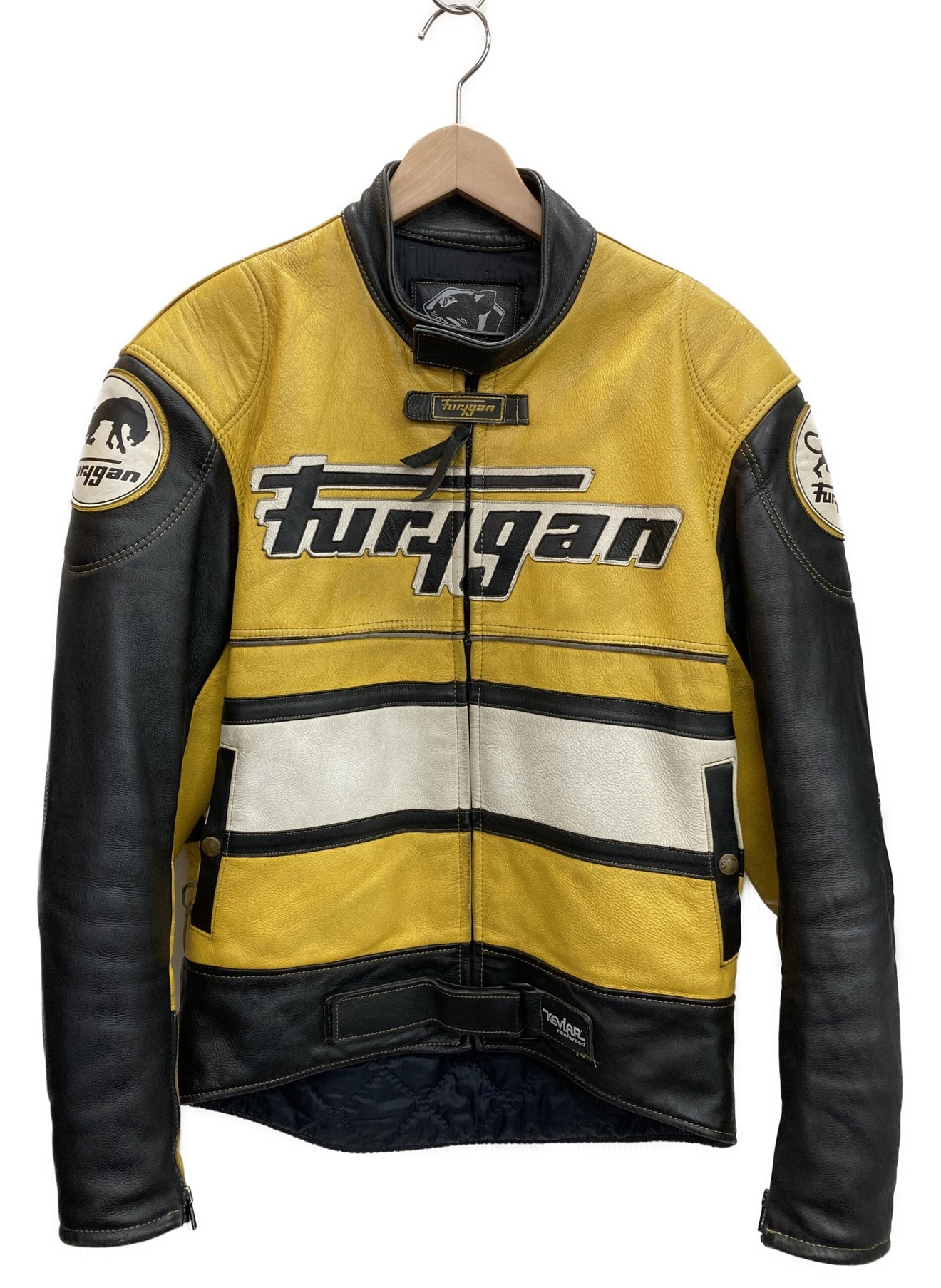 FURYGAN (フュリガン) レザーライダースジャケット イエロー×ブラック サイズ:XL