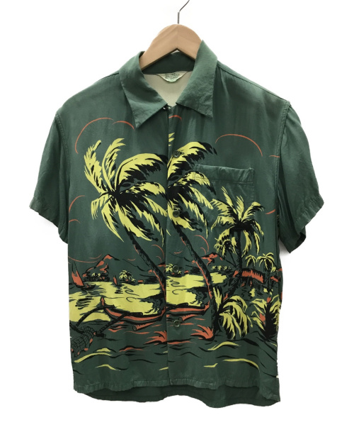 FLAT HEAD（フラット ヘッド）FLAT HEAD (フラットヘッド) ハワイアンシャツ グリーン サイズ:S Palms Label　の古着・服飾アイテム
