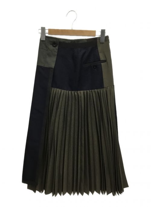 sacai（サカイ）sacai (サカイ) スカート ネイビー×カーキの古着・服飾アイテム