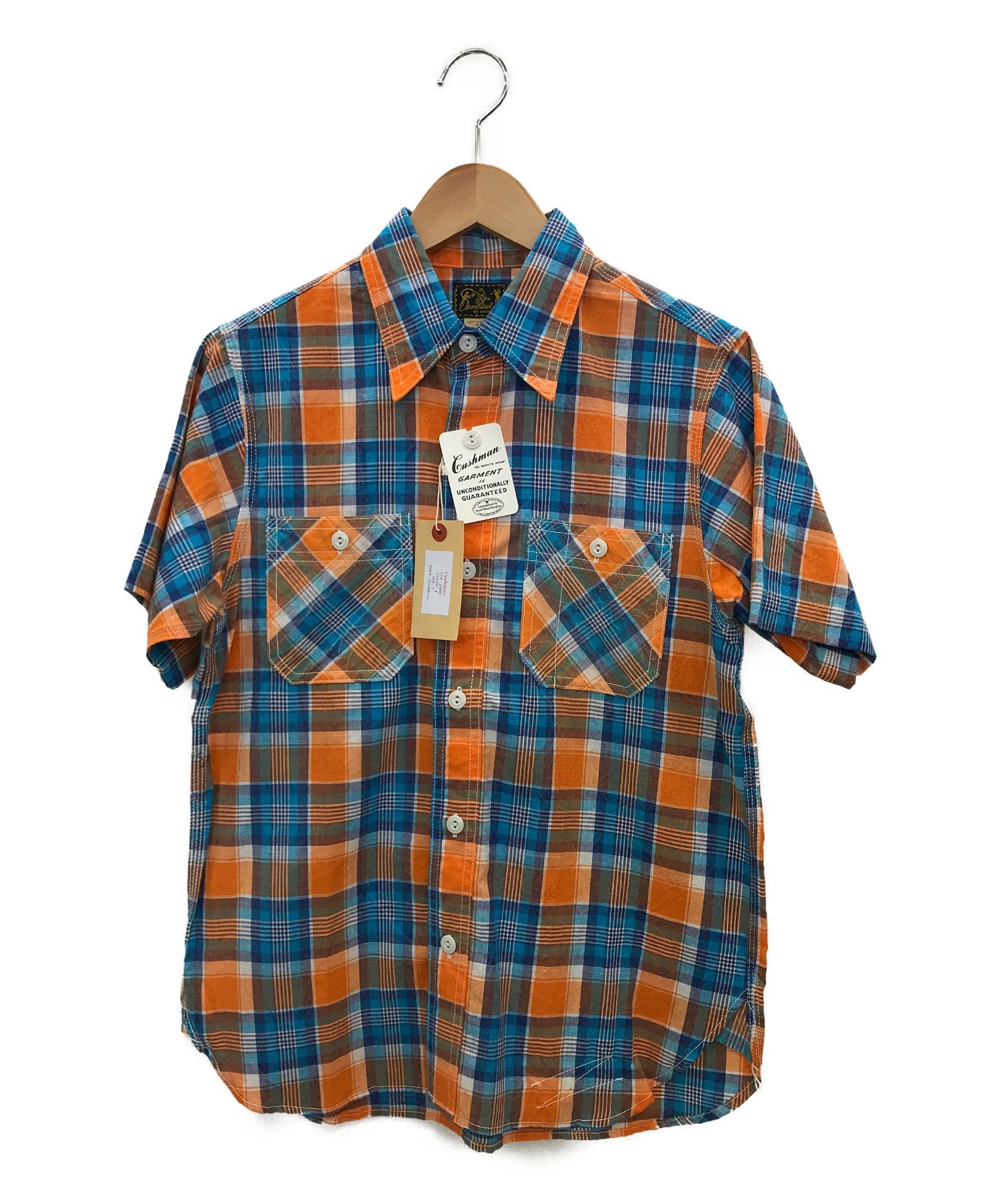 Cushman (クッシュマン) 半袖ワークシャツ オレンジ×ブルー サイズ:S 春夏物