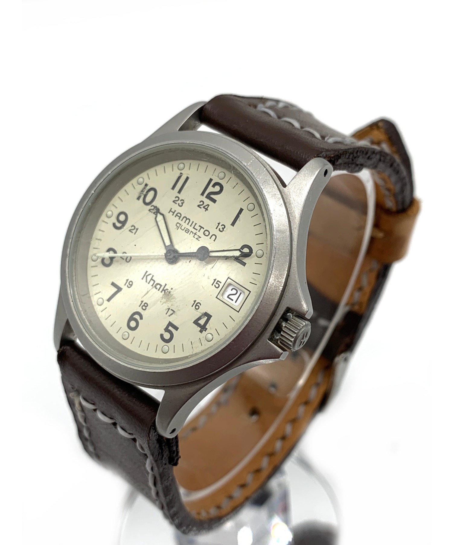 【中古・古着通販】HAMILTON (ハミルトン) カーキフィールド/クォーツ腕時計 サイズ:実寸サイズをご確認ください。 カーキ フィールド