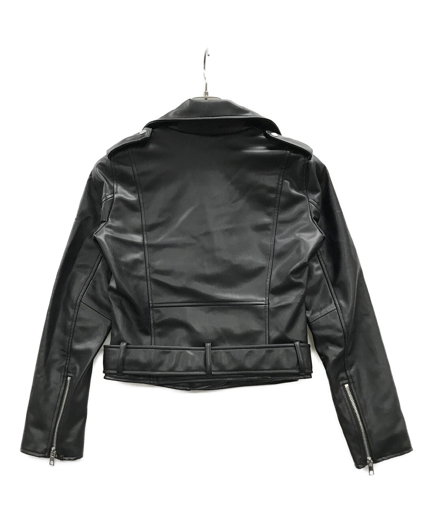 ZARA (ザラ) フェイクレザーライダースジャケット ブラック サイズ:S 未使用品