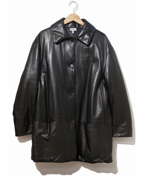 HERMES（エルメス）HERMES (エルメス) ラムレザー中綿コート ブラック サイズ:38 マルジェラ期・90s・フランス製の古着・服飾アイテム