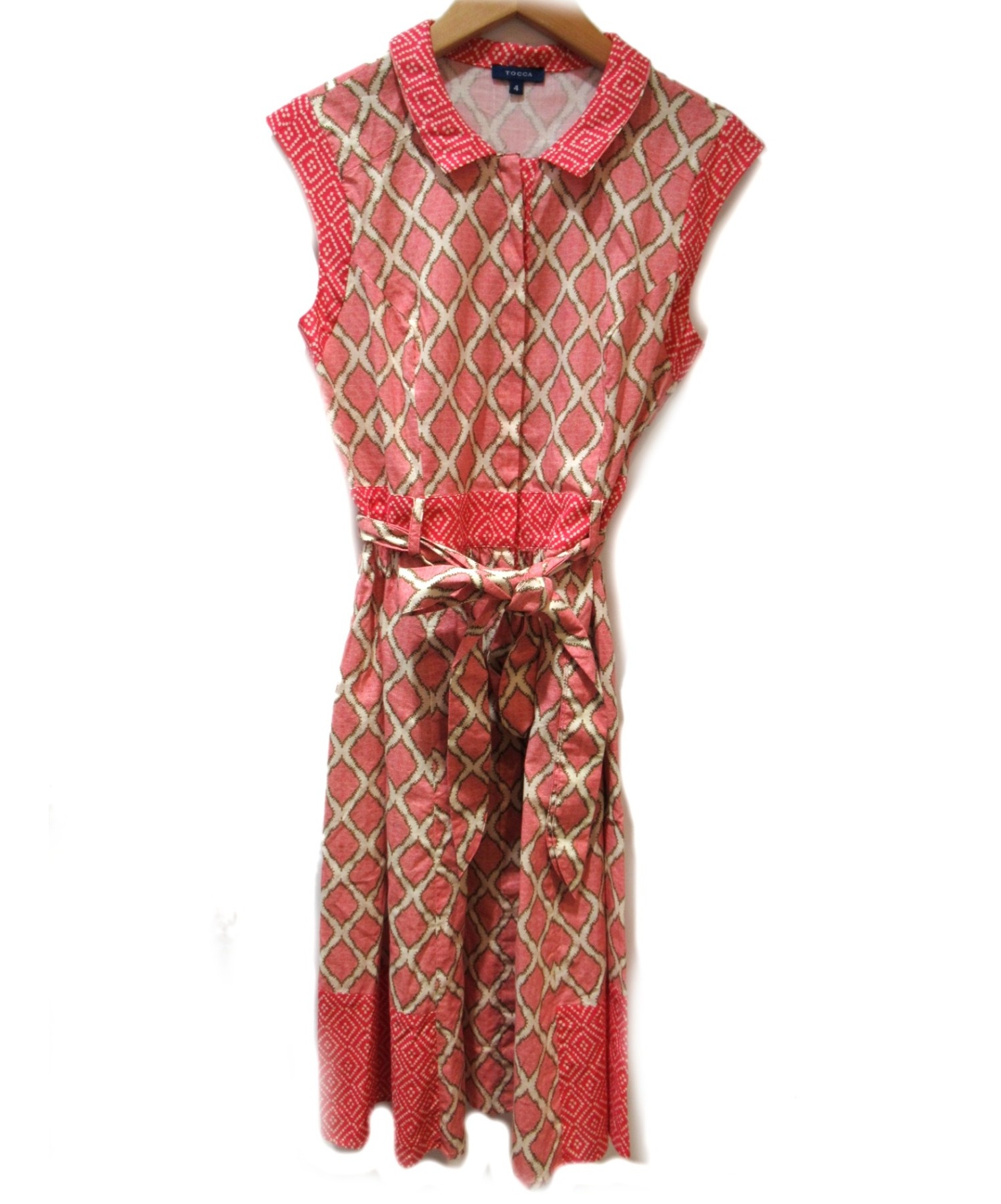 中古 古着通販 Tocca トッカ ノースリーブシャツワンピース レッド サイズ Size 4 ブランド 古着通販 トレファク公式 Trefac Fashion