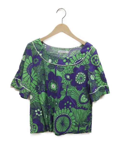 中古 古着通販 Marimekko マリメッコ 総柄カットソー ネイビー グリーン サイズ 34 ブランド 古着通販 トレファク公式 Trefac Fashion
