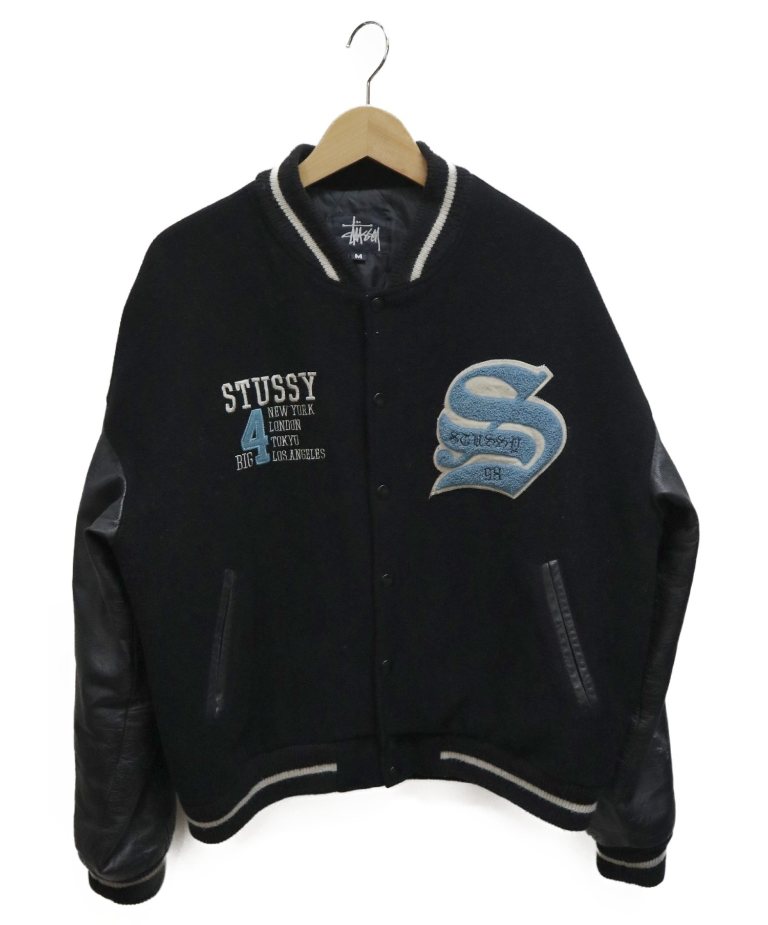 中古 古着通販 Old Stussy オールドステューシー 古着 スタジャン ブラック ブルー サイズ M ブランド 古着通販 トレファク公式 Trefac Fashion