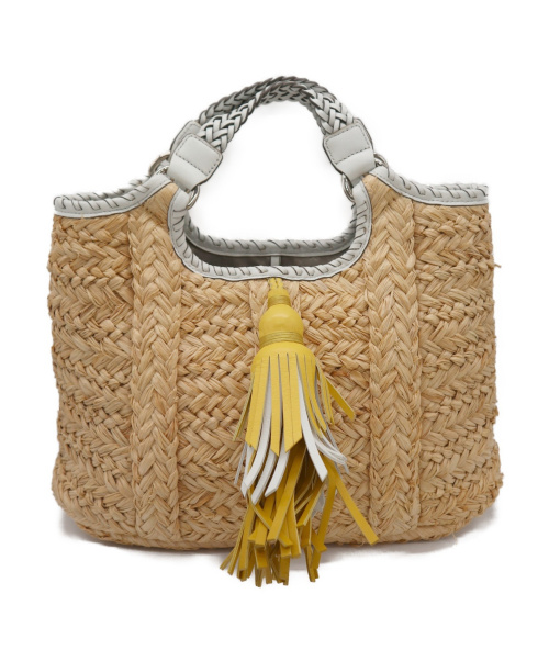 中古 古着通販 Anya Hindmarch アニヤハインドマーチ タッセル付カゴバッグ ベージュ ホワイト ブランド 古着通販 トレファク公式 Trefac Fashion