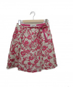 VALENTINO（ヴァレンティノ）の古着「刺繍スカート」｜ベージュ×ピンク