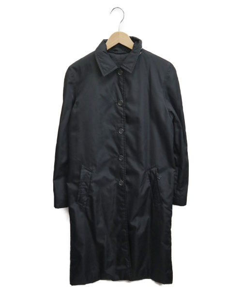 PRADA（プラダ）PRADA (プラダ) ロゴプレートナイロンステンカラーコート ブラック サイズ:40 ウエストベルト・チンストラップ欠品の古着・服飾アイテム