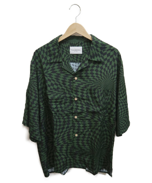 Black Weirdos（ブラック ウィドース）Black Weirdos (ブラック ウィドゥ) チェッカーアロハシャツ グリーン サイズ:Ｍ Checker Aloha Shirtの古着・服飾アイテム