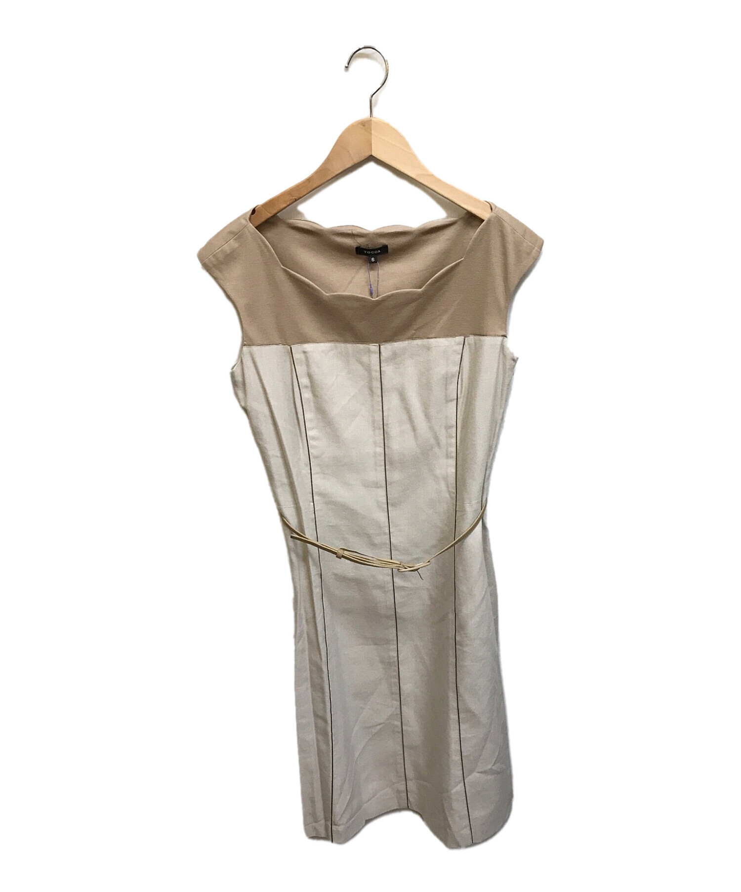 中古 古着通販 Tocca トッカ デコルテ切替ウールノースリーブワンピース ベージュ サイズ 6 ブランド 古着通販 トレファク公式 Trefac Fashion