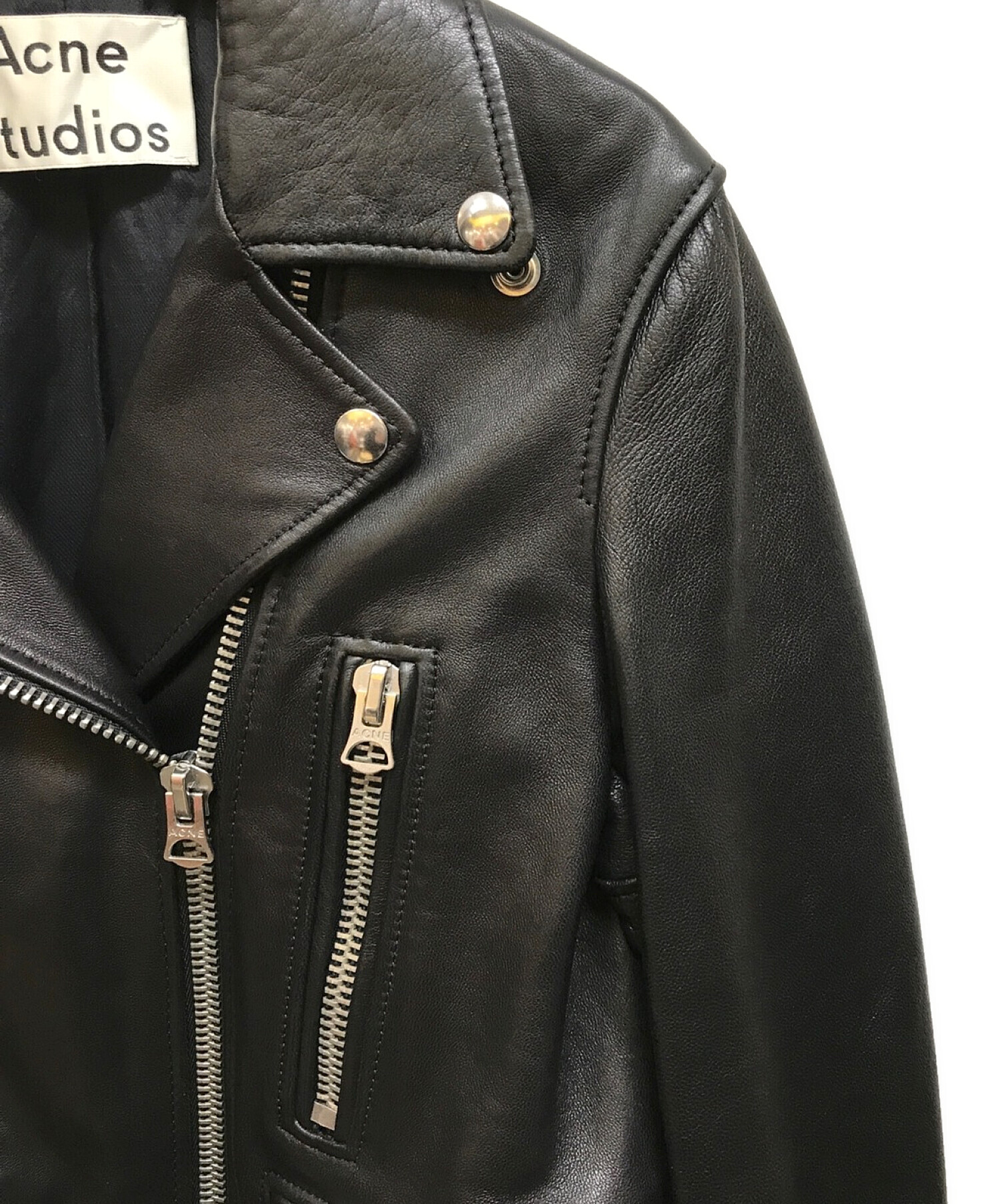Acne studios (アクネストゥディオズ) MOCKダブルライダースジャケット ブラック サイズ:34
