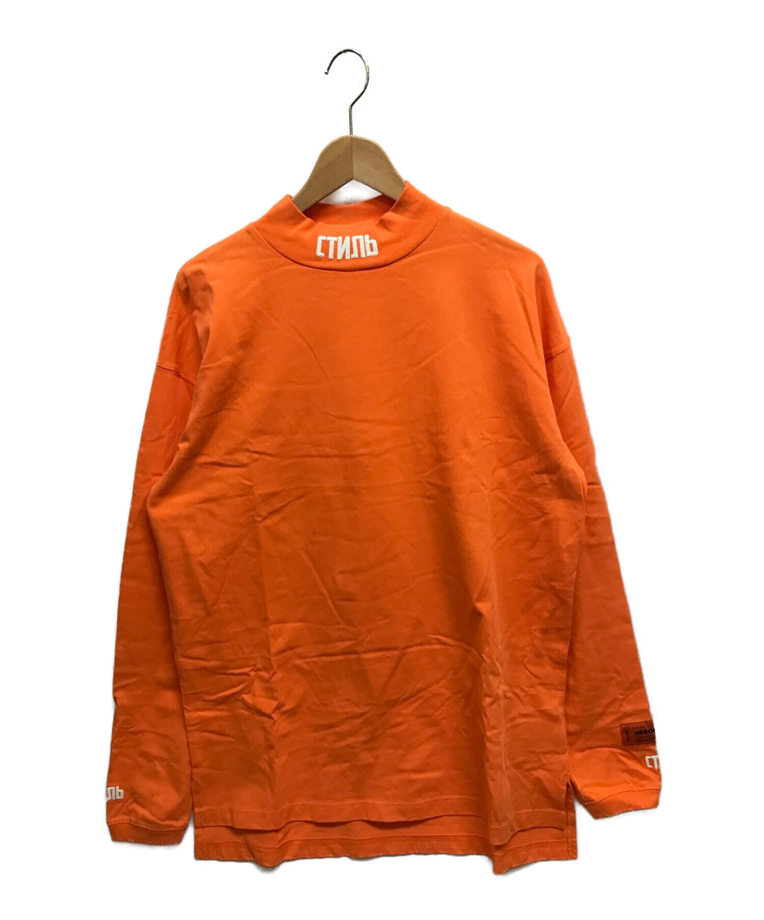 HERON PRESTON (ヘロンプレストン) モックネックロングスリーブTシャツ オレンジ サイズ:Ｓ