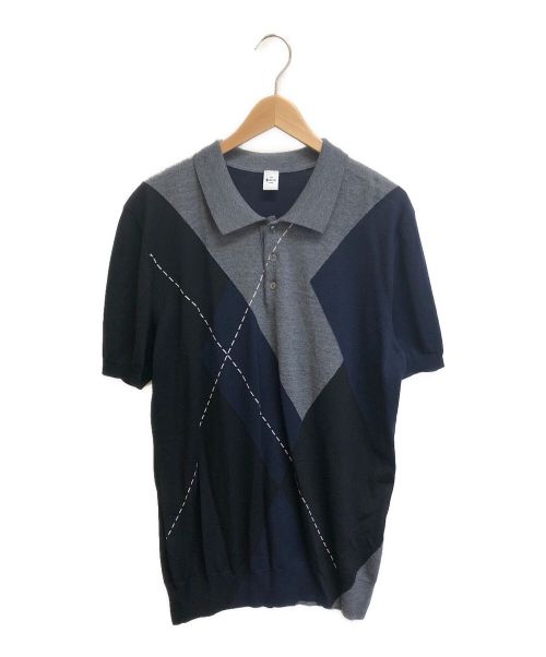 Berluti（ベルルッティ）Berluti (ベルルッティ) アーガイルニットポロシャツ ネイビー×グレー サイズ:2XLの古着・服飾アイテム
