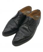 GEORGE COX（ジョージコックス）の古着「GILLIE SHOES CROCODILE PATTERN BY EMBOSSING」｜ブラック