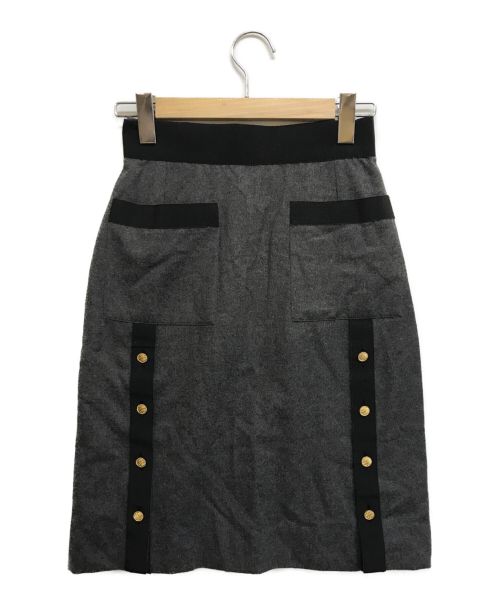 CHANEL（シャネル）CHANEL (シャネル) フレアスカート グレー サイズ:34の古着・服飾アイテム