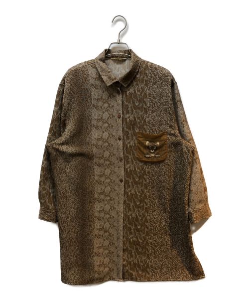 ITALIYA（イタリヤ）ITALIYA (イタリヤ) 総柄ロングシャツ ブラウン サイズ:11の古着・服飾アイテム