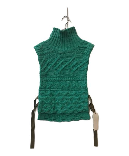 sacai（サカイ）sacai (サカイ) Horizontal Cable Knit Vest グリーン サイズ:OSの古着・服飾アイテム
