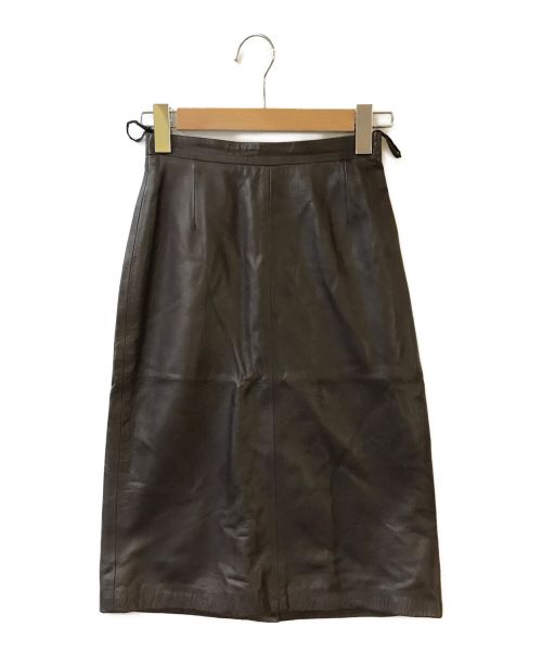PRADA（プラダ）PRADA (プラダ) レザースカート ブラウン サイズ:38の古着・服飾アイテム