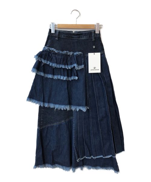 UN3D.（アンスリード）UN3D. (アンスリード) JAPAN DENIM (ジャパンデニム) TIERED PLEATS LONG SKIRT インディゴ サイズ:1の古着・服飾アイテム