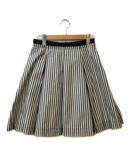 MONCLER（モンクレール）MONCLER (モンクレール)  Navy blue Pleated striped skirt ホワイト サイズ:42の古着・服飾アイテム