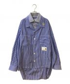 MIHARA YASUHIROミハラヤスヒロ）の古着「Double Layerd Stripe Shirt」｜ブルー