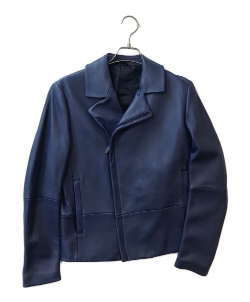 Calvin Klein（カルバンクライン）Calvin Klein (カルバンクライン) ラムレザーライダースジャケット ブルー サイズ:Sの古着・服飾アイテム