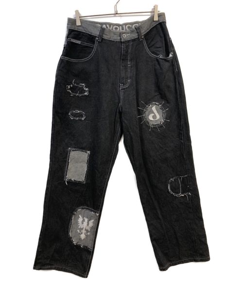 DAVOUCCI（ダボッチ）DAVOUCCI (ダボッチ) デニムパッチワークパンツ ブラック サイズ:Lの古着・服飾アイテム